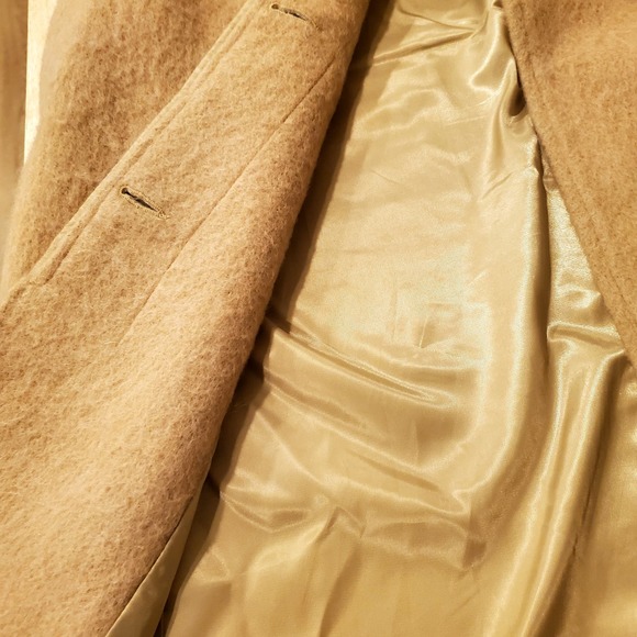 Nasty Gal Camel Colored Trench Coat Fuzzy Warm - Picture 2 of 8